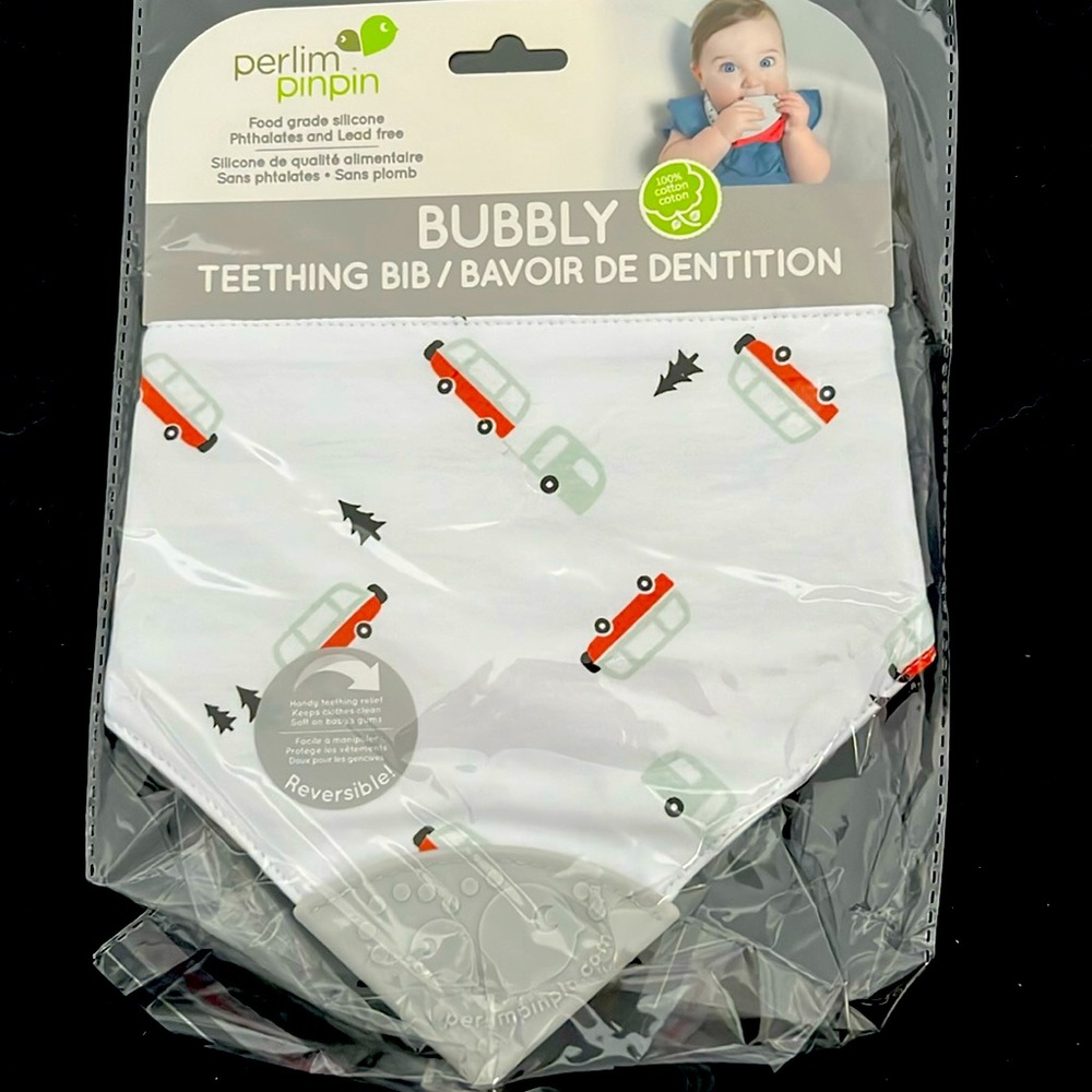 Cotton teething bib food grade silicone teether
